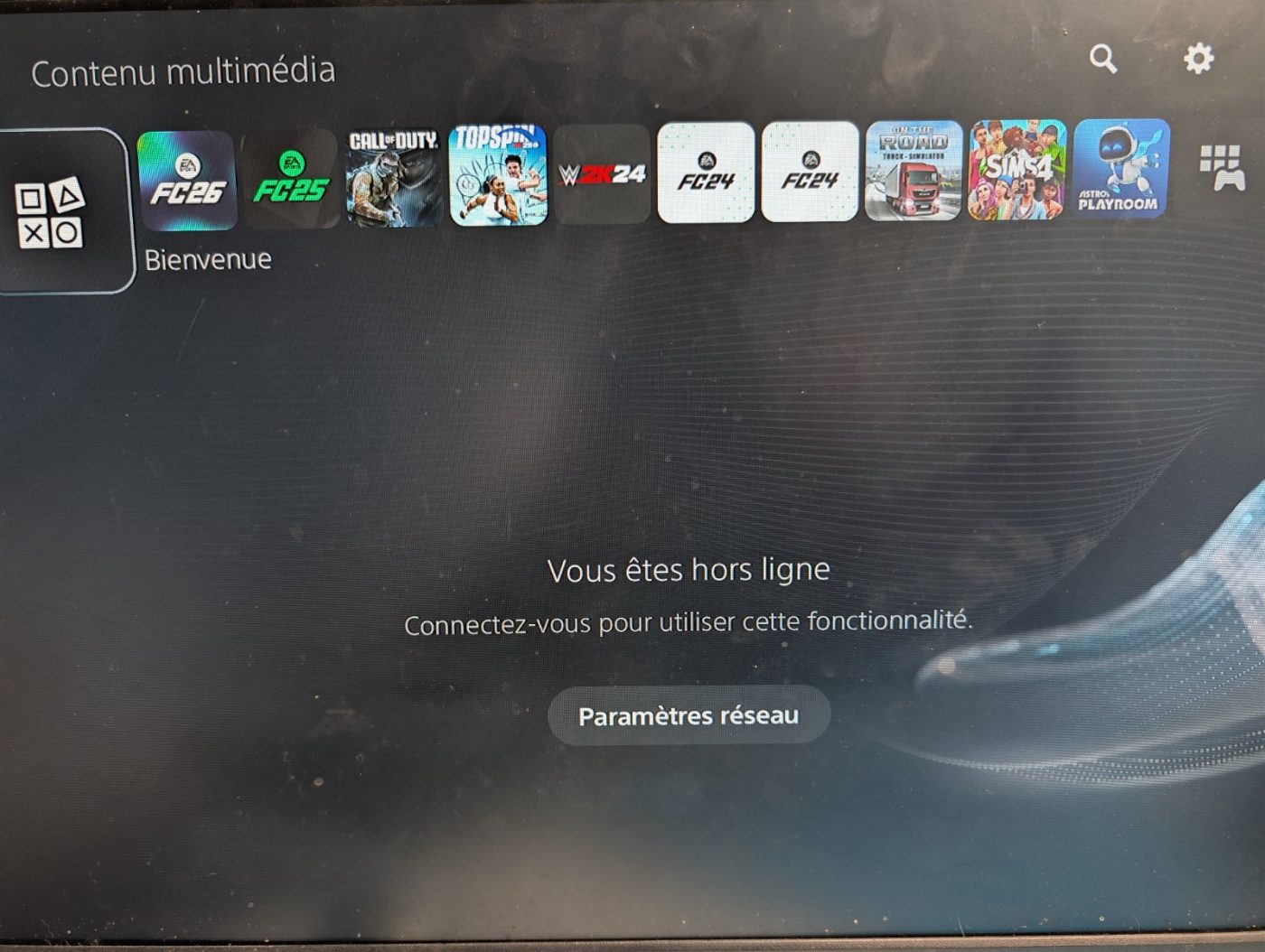 Après réparation Sony PlayStation 5 — Test sur l'écran fonctionnel
