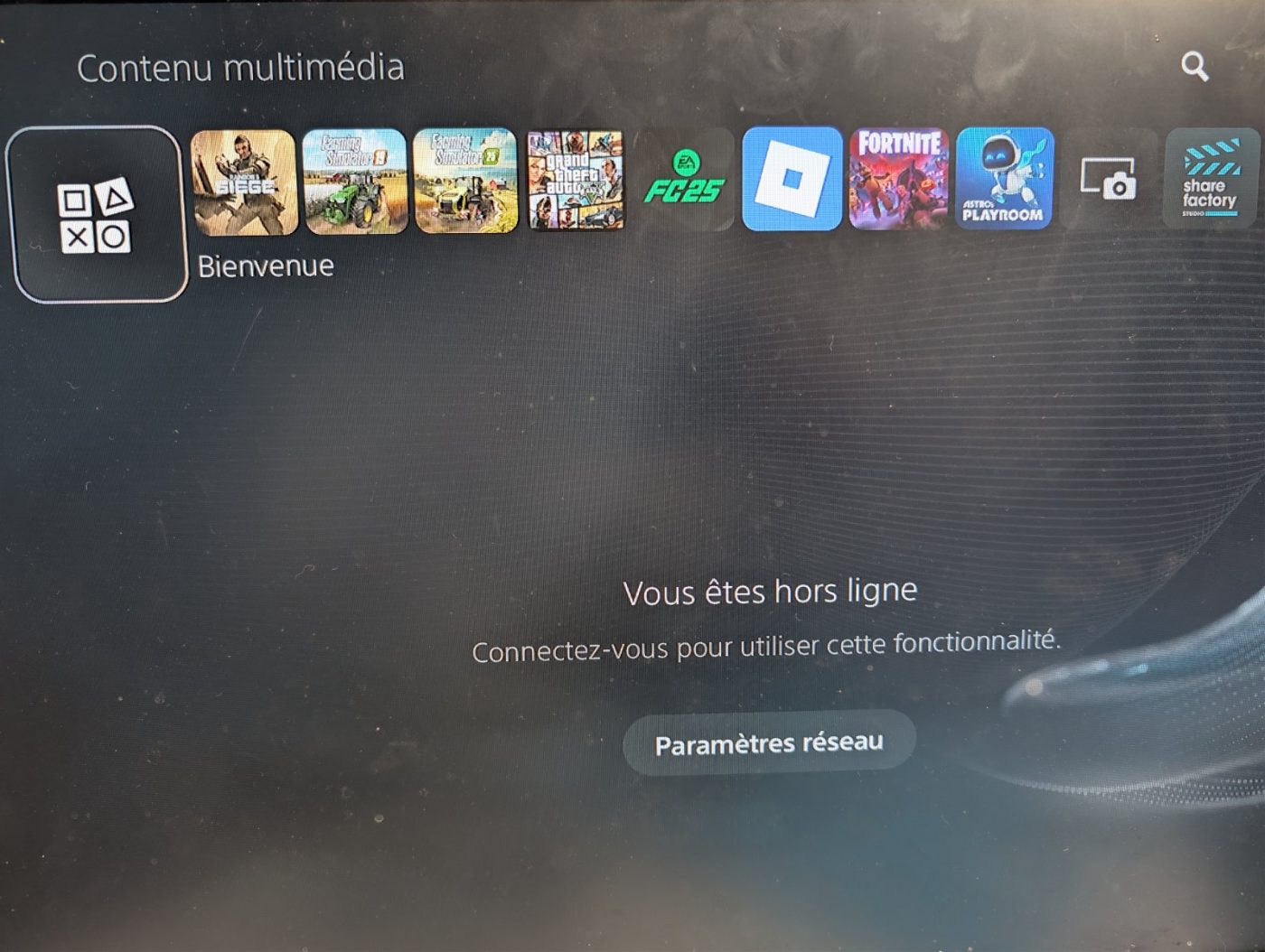 Après réparation Sony PlayStation 5 — Écran à nouveau fonctionnel